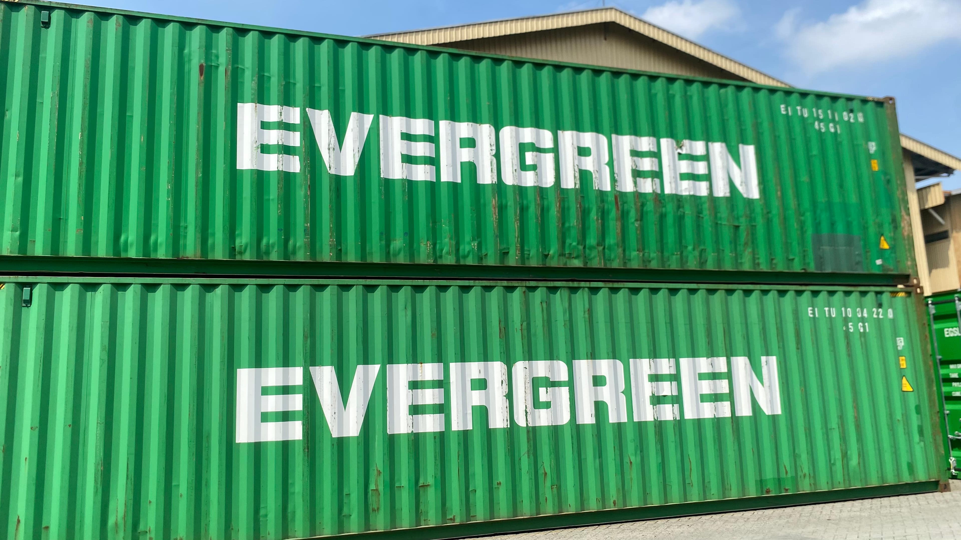 Stacked shipping containers